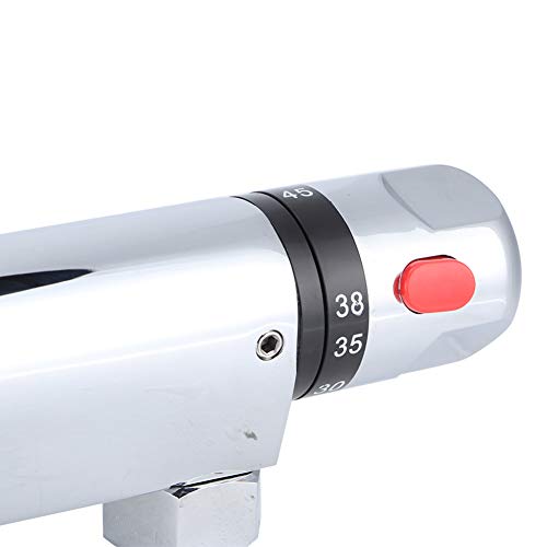 Chrome Metallisch glänzend Thermostaat Dusche, Modernes Design Duschthermostat aus Hochwertigem Kupfermaterialm, Intelligter Thermostaat Mischbatterie 5