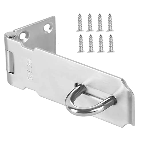 Haspe Scheerroof, 5 inch hangslot, 304 Roestvrij stalen deur slot, zwaar apparaat, beveiliging deur hardware met schroeven voor houten deur kast, zilver