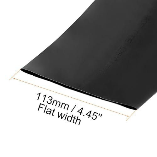 70mm Dia 113mm Flat Heat Shrink Tubing Wrapping Slang, 1m Lengte Elektrische isolatie Warmte Heat Shrink Wrapping Cable Cover, 2:1 Ratio Waterdichte Covers voor elektrische isolatie en reparaties, Zwart 3