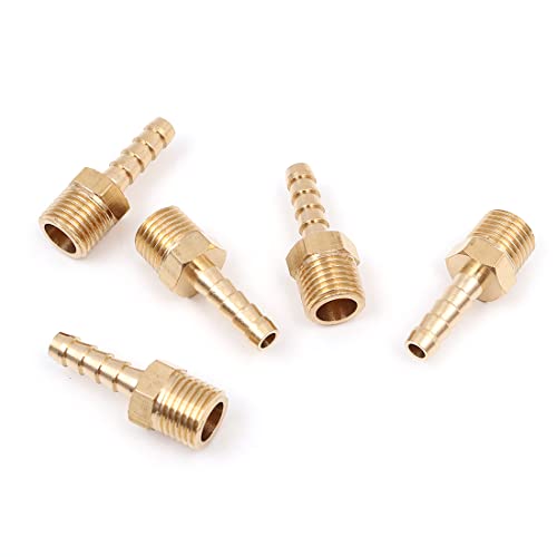 Zee 5 st 6mm tot 1/4 inch BSP massief messing slang staart connector prikkeldraad naar BSP mannelijke draad, vijver / zwembad / slang adapter 4