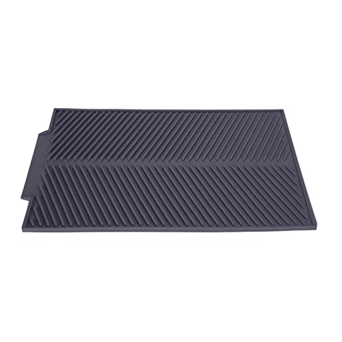 Rechthoekige Drain Mat Drying Mat Siliconen Materiaal 39 * 25cm Warmtebestendig Antislipblad voor bars, restaurants, koffiewinkels, afwaspad (Grijs)