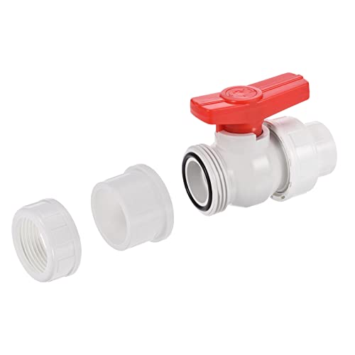 32mm ID dubbele Union Ball Valve, 2st PVC Socket Type Shut-Off Valve Switch voor Water Flow Control, Wit 4