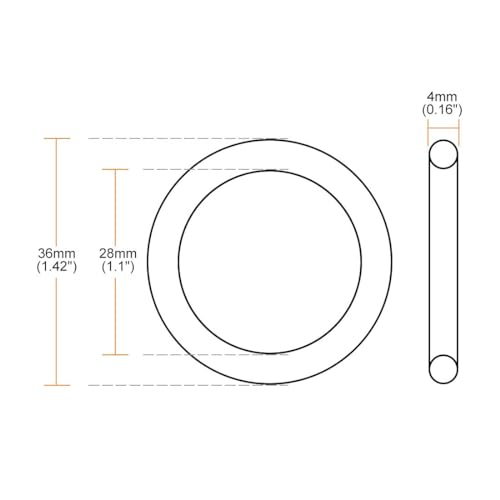 Verpakking van 10 Nitril Rubber O-ringen, 36 mm Buitendiameter, 28 mm Binnendiameter, 4 mm brede, Rubberen ringen, Spacers, O-ringen, Afdichting Kit, Metric Seal