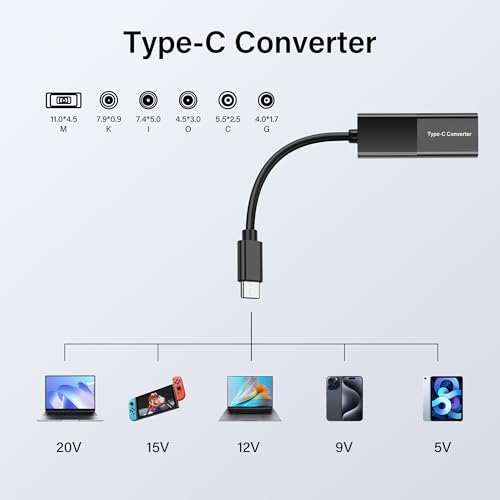PD 65W DC naar USB C Kabel DC 5521 Bus naar type C Plug Power Charging Kabel met DC 5525 7450 7909 4530 4017 Vierkante Converters Ondersteuning 5V 9V 12V 15V 20V voor telefoon, Tablet 5