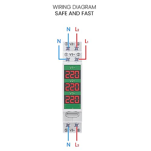 3 Fase AC Voltmeter 60-450V LCD Digitale spanningsmeter elektrische stroommeter DIN Spoormontage 3
