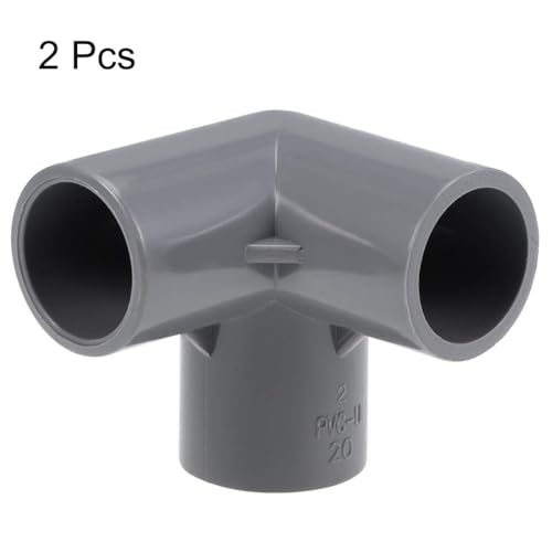2st 20mm 3 Way Elbow PVC Pipe Fittings, T-slip Hoek Connector Fittings, Elbow Joint Plastic rechterhoek voor besproeiing PVC Tube, Grey 3