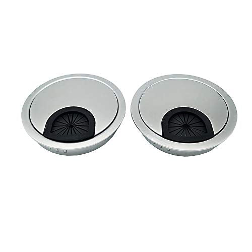 2x Metal Ronde Computer Bureau Transit Kabelgathoezen voor het beheer van kantoor- en computerapparatuur Bureau, Hole Dia 80mm
