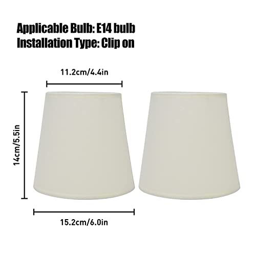 European Style Lampschade, 2 stuks, Cilindrische stof Lampschade, E14 Kroonluchter, Tafellamp, Vloerlamp, Slaapkamer, Woonkamer, Kantoor, Kamer, Kleurkeuze (Wit)