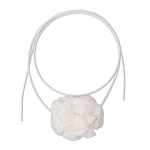 Vintage Floral Choker, Boho Bloem Ketting Verstelbare Stof Rose Ketting voor vrouwen meisjes bruid bruid bruiloft verjaardag, Crystal