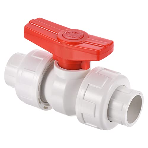 20mm ID Double Union Ball Valve, 1 Pack PVC Socket Type Shut-Off Valve Switch voor Water Flow Control, Wit