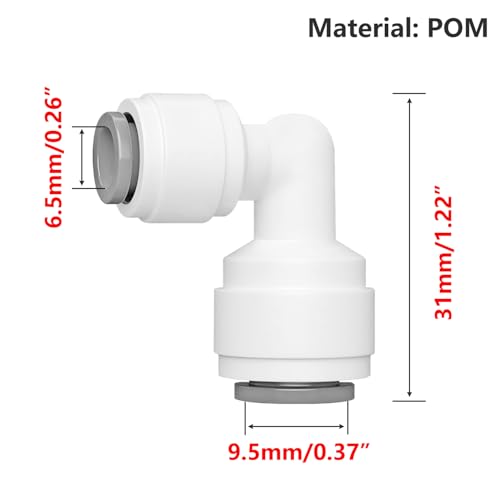 1Stuks Waterzuiveraar Fitting, 3/8" tot 1/4" Elbow Push Fit Quick Connect, Ro Water Filter Fitting voor Drinkfonteinen, Filters