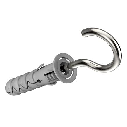 C-Shaped Hook Schroeven met wandpluggen M10/5.5x90mm Oogschroeven, Zelftappende C-haken en Nylon Rawl-mounts, Universele uitbreidingspluggen en wandhaken (Pack van 25)