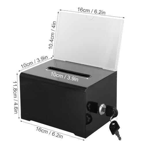 Dispenser Box, Acrylic Dispenser, Transparante Gelddoos met Sleutel, Aanbevolen Doos voor het verzamelen van Donaties, Business Cards, 15,7 x 11,5 x 10,2 cm