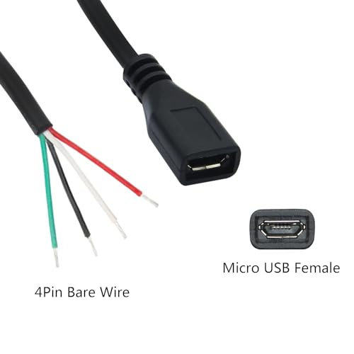 10 stuks Micro USB Pigtail Kabel, Micro USB Aansluiting op 4 Pin Blanco Kabel, 28 AWG 2A USB Plug, 4-Core USB Extension Kabel, USB Plug Soldering, voor DIY, 30 cm 3
