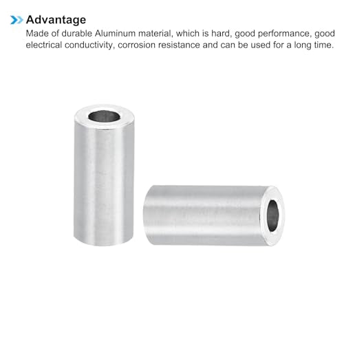 M2 aluminium afstandhouders, verpakking van 10 metalen afstandhouders, aluminium afstandhouders, 2.1 mm, ID x 4 mm OD x 10 mm L, aluminium afstandhouders met afzonderlijke schroef, rond, voor schroeven M2 4