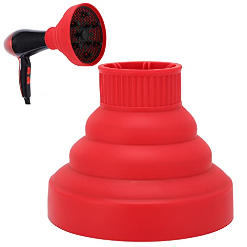 Universele opvouwbare haardroger Diffuser bijlage, Draagbare reis Vouwbare haardroger Diffuser Nozzle Styling Barber Stool Geschikt voor de meeste haardrogers (rood)