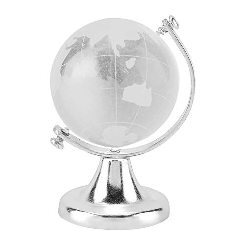 Mini Globe Gold Mini Globe Crystal Round Earth Globe World Map Crystal Glass Ball Bol Home Office Decor Gift (Golden) (Zilver)