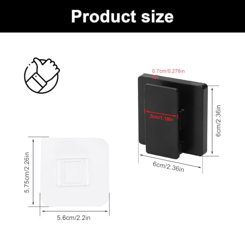 Verpakking van 8 zelf-aanbrengende wandclips, 6 x 6 cm, grote zelf-aanbrengende wandclips, tapestrieclips, hangend in zwart en wit, voor opslag van gezichtsreiniger, handdoeken, washandjes