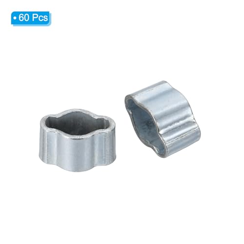 60 st 3-5 mm Dubbele oor slang klem, gegalvaniseerd staal O-Clip Crimp Rings voor brandstof Benzine buis buis passen Joints, zilveren kleur 3