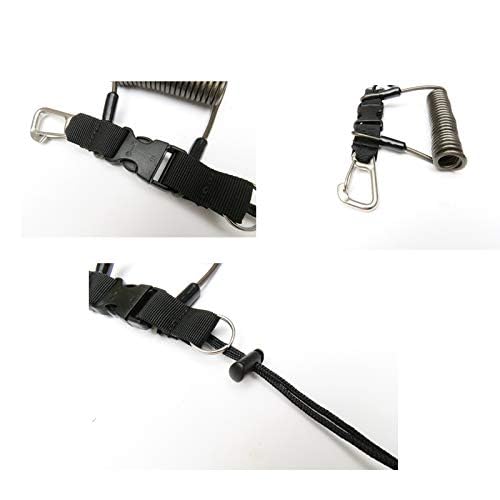 Heavy Duty Duiken Lanyard Spring Coil Snorkelen Duik Onderwater Camera Torch Licht Anti-verloren touw lijn, Zwart, M 3