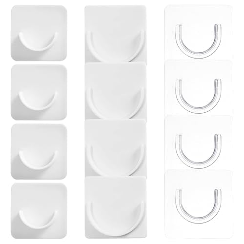 12 st. Zelfklevende Douche Gordijn Rod Houder Geen Boring Transparante Kleine Spanning Rod Bracket Ondersteuning Heavy Duty Wall Hold Tool Zelfklevende Rod Mount Reainer voor Wall Mount