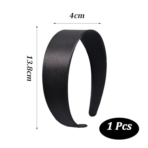 Brede zwarte haarband voor vrouwen, Classic Basic Black Band, Hair Band voor vrouwen, Non-Slip Hard Vintage Fashion Hair Band Stof Haarband Minimalistisch voor elke gelegenheid