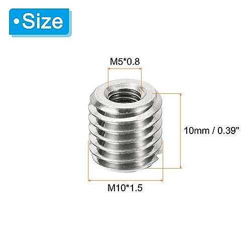 10 st Threaded Adapter Sleeve Reducer Nut M10 x 1.5 Man Thread to M5 x 0,8 Vrouwelijke draad Reparatie Invoegen Nut Schroef Reducer Aansluiten Element 10m m