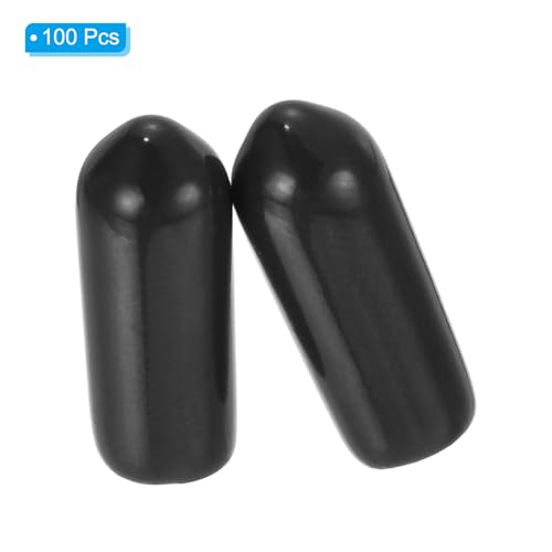 5mm Vinyl Rubber End Caps, Verpakking van 100 flexibele Bolt schroefdopjes, Ronde Thread Guard Caps voor metalen buis Rod Bolts, Zwart 3