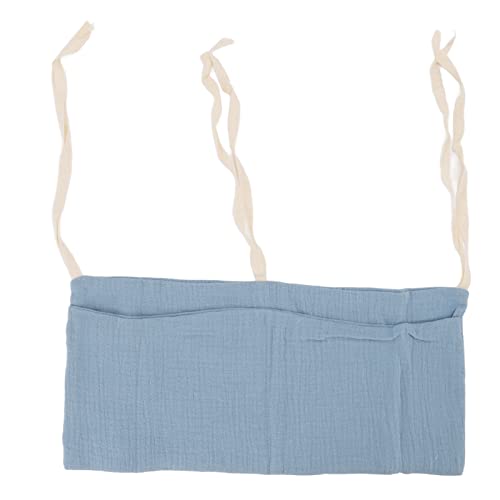 Babybed opslag hangzak, 2 Pockets Baby Bed Organizer Verstelbare riem Nursery Baby Bedside opslagzak voor speelgoed (Donkerblauw)