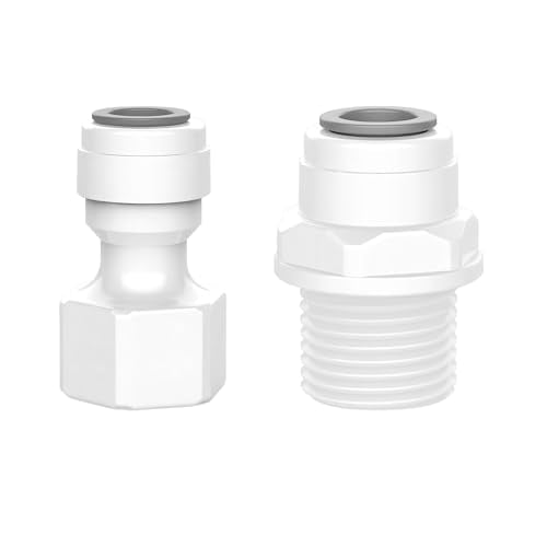 2Stuks waterfilter Quick Connector, 1/2" vrouwelijke draad tot 3/8" inch en 1/2" man tot 3/8" inch, waterfilter slang connector voor osmose