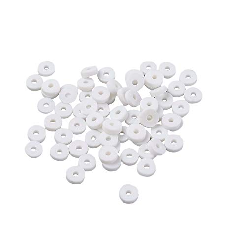 10 stuks Ronde Platte Polymer Clay Spacers voor Boheemse surfer armband 4 mm wit