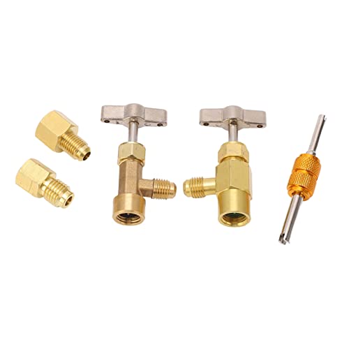 R1234Yf Adapter, Refrigerant Dispenser met Tank Adapter Messing Leakproof Dispenser Valve met Koelerant Tank Adapters R134A Zelfdichtende Kan Faucet voor Airconditioning