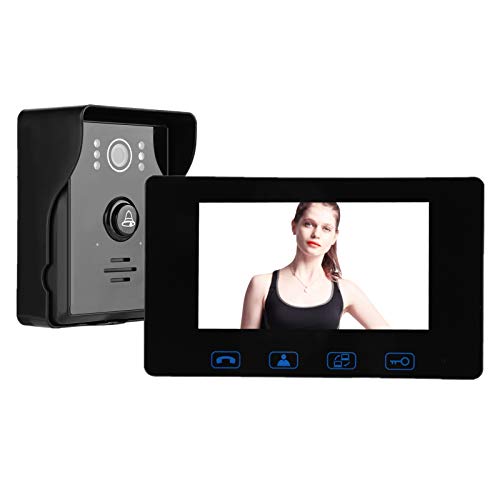 Video Intercom, bekabelde deurbel met 7 Inch Monitor, Nachtzicht Camera, 150° brede hoek, houder ontgrendelen, Two-Way Audio (Black) (EU)
