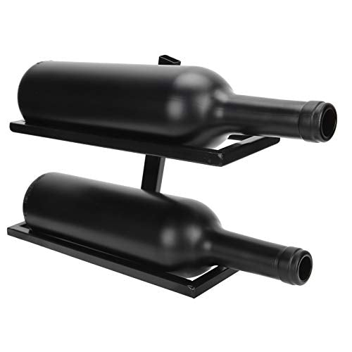 Wandwijnrek, metaal Wine Bottle Rack Design Wall Wine Rack voor Keuken, Living Room, Bar Restaurant, 2/4 flessen, zwart (2 flessen Black Angled Wine Rack met 2 flessen zwart)