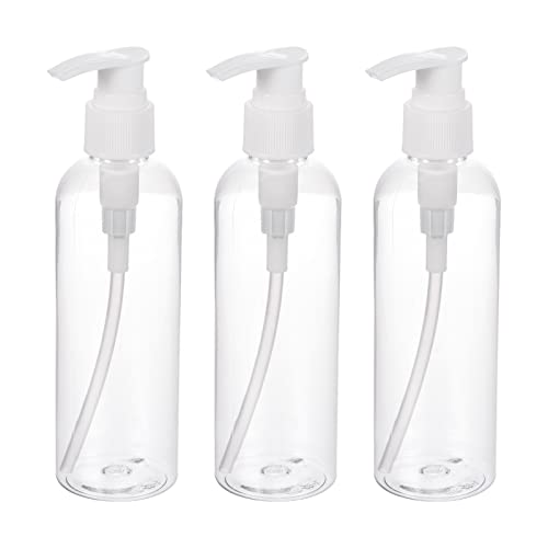 200ml Airless Pump Bottles 3 Pack Portable Refillable Dispenser Containers voor reizen Shampoo Lotion, Clear