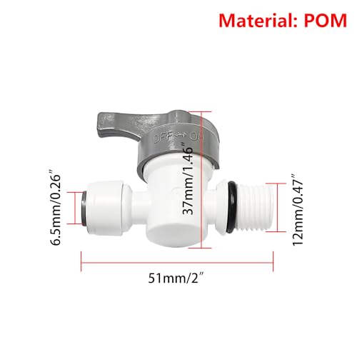 1/4" Tube Bal Valve - 1/4" Quick Connect Mounting Inline Shut Off Valve, 1 stuk