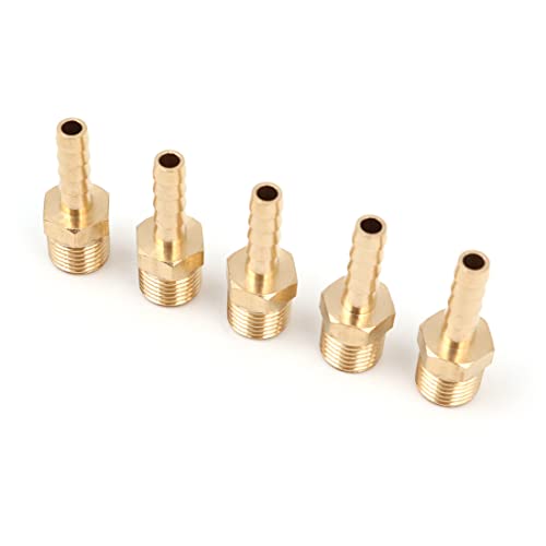 Zee 5 st 6mm tot 1/4 inch BSP massief messing slang staart connector prikkeldraad naar BSP mannelijke draad, vijver / zwembad / slang adapter