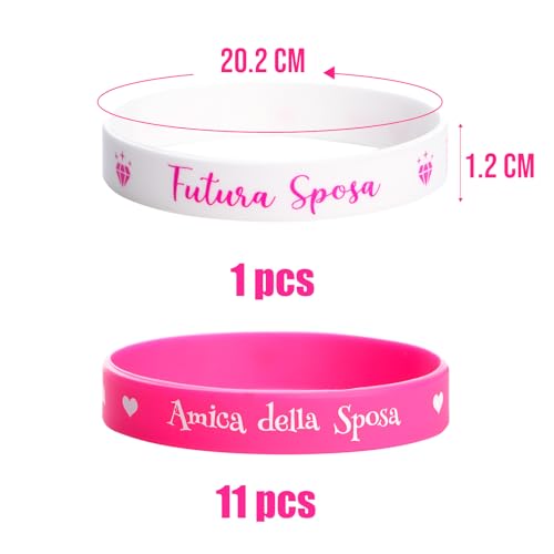 12 stukken Bangles Hen Party Gadget armband toekomstige bruid team bruid vriend bruid accessoires bruid te zijn dames voor feest bruiloft verloving (Neon Pink)