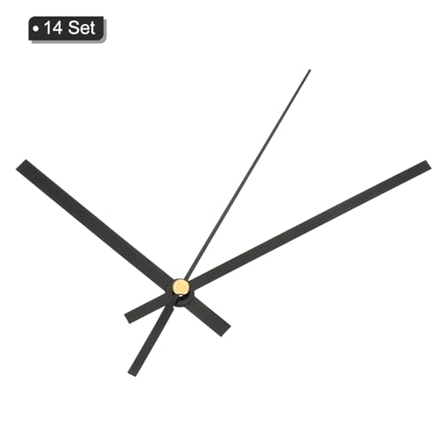 Vervanging Klok Handen Kit, 14 Set Vervanging Klok Handen Kits klokmechanisme beweging aluminium wand klok handen onderdelen voor muur klok reparatie DIY, zwart, A06 3