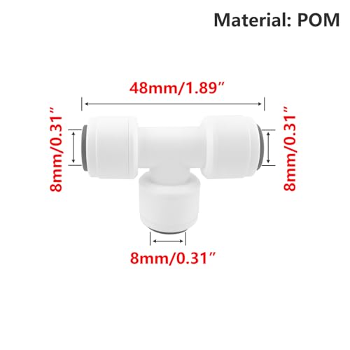 1Pcs T-type Quick Connect, Tee 5/16" Reverse Osmose Tubing Connector, voor waterzuiveraar en waterdispenser