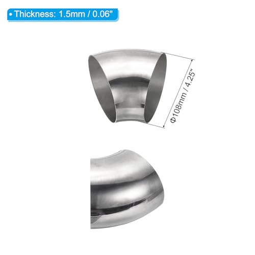 1 stuk roestvrij staal buis bocht, 45 graden boog, 108mm OD staal, uitlaatpijp connector roestvrij staal boog 304 roestvrij staal, pijp voor uitlaatpijp, trap leuning, auto, HVAC