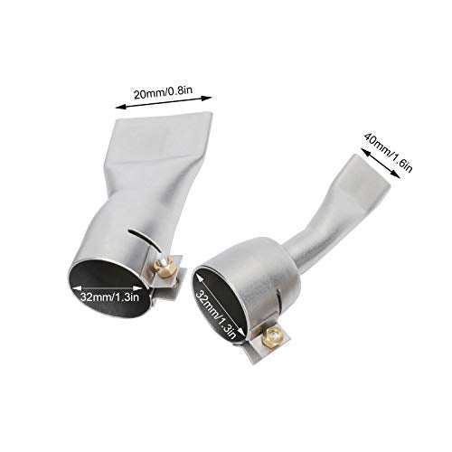 2st laswerk pistool platte mondstuk, 20mm klein + 40mm grote tip voor lasser gereedschap roestvrij staal hete lucht hete lucht pistool