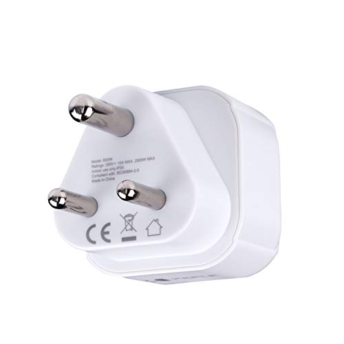 India Indian Adapter Plug Travel Type M voor EU Europa Europees Type C E F Socket Adapter voor Spanje Frankrijk Italië IT Duitsland Denemarken Griekenland Turkije Universal International 3 Pin