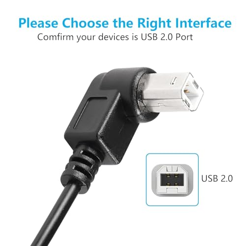 Set van 2 USB-C Printer Kabels, Rechterhoek USB B naar Type-C Kabel, 11.8 Inch USB B Plug naar USB-C Plug voor Printer, MIDI Controller, Scanner (D+D)