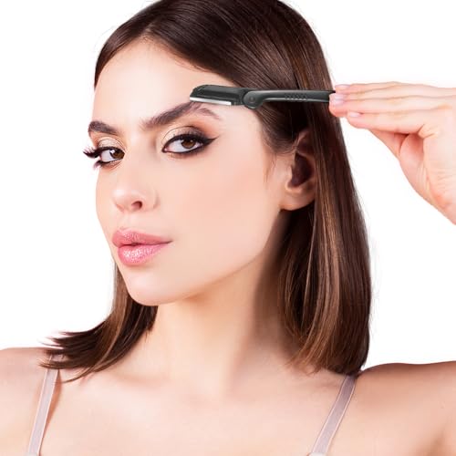 Verpakking van 10 Vouwbare wenkbrauw scheermesjes, Dermaplane scheermes voor mannen, Multifunctionele gezicht scheerapparaat, Praktische haarverwijderaar, Opvouwbaar