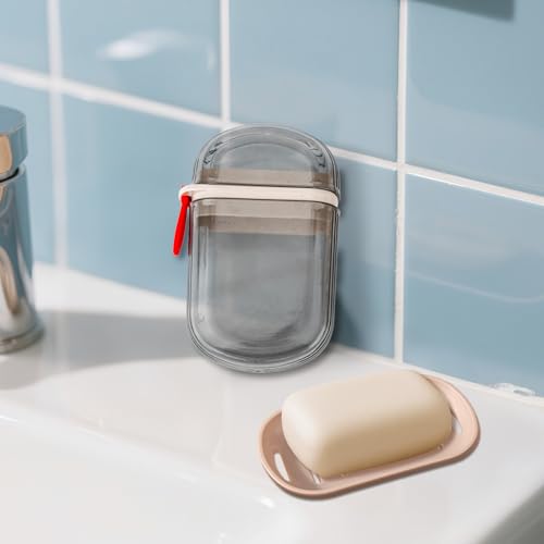 Draagbare Reiszeepkist, Zeepkist met Deksel Efficiënte Afvoer Lekvrije Afdichting Gemakkelijk Schoon te Maken Geschikt voor Reizen Douche Sportschool Kampen Buitenactiviteiten (Grijs) 5