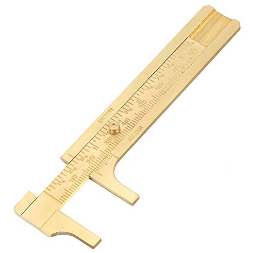 Pocket Brass Calpers, Mini Double Schaal Caliper Draagbaar Messing Kaliper Gauge Liniaal Meetinstrument(80mm)