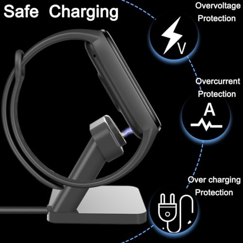 Oplaadstation Compatibel met Xiaomi Mi Band 6/Mi Band 7/Mi Band 5/Amazfit Band 5, Magnetische laaddock, Stand, laadstand, USB-oplaadkabel, laadhouder, met 1 meter kabel 4