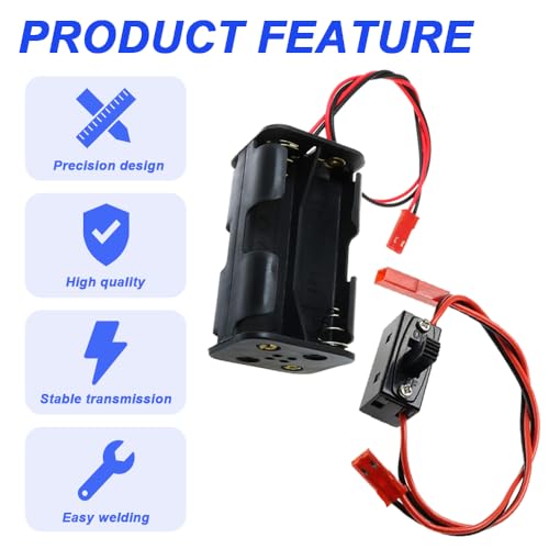 Batterijontvanger met aan/uit schakelaar en opslagbox voor 4 AA batterijen met JST-plug voor RC Car, Truck en vliegtuig (10 Pack) 5
