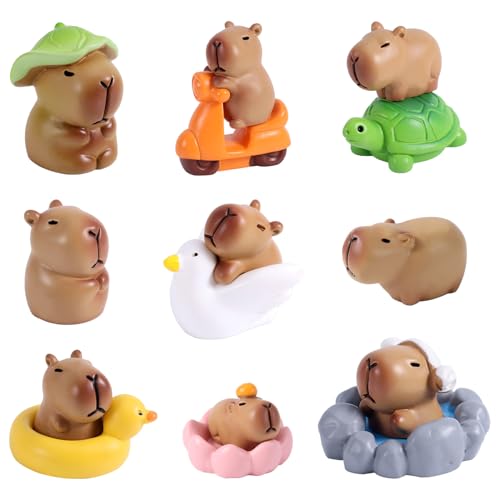 13 st. Mini Resin Capybara Beeldjes, Verzamelbare Dieren Speelgoed voor Auto Dashboard Decor Fairy Tuin Miniaturen Home Bureau Ornamenten DIY Ambachten Cadeau voor studenten Volwassenen